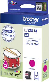Чорнило Brother LC22U M XL для DCP-J785DW/MFC-J5985DW 1200 аркушів Magenta (4977766760065)