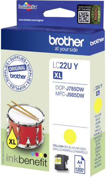 Чорнило Brother LC22U Y XL для DCP-J785DW/MFC-J5985DW 1200 аркушів Yellow (4977766760096)