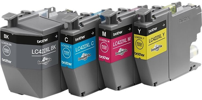 Zestaw tuszy Brother LC422 XL Multipack Ink do drukarki 3000 arkuszy 4 szt 4 kolory (4977766818957)