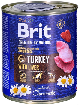 Вологий корм для собак Brit Premium By Nature Індичка та печінка 800 г (8595602561810)