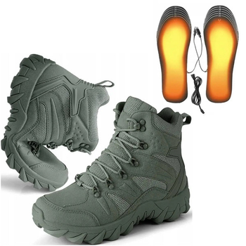 Военно-тактические водонепроницаемые кожаные ботинки OLIV с согревающей стелькой USB размер 45