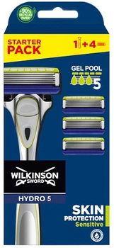 Бритва с 4 сменными картриджами - Wilkinson Sword Hydro 5 Skin Protection Sensitive (1160072-124696)