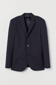 Пиджак шерстяной H&M 46 темно синий 1909801566