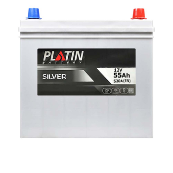 Автомобильный аккумулятор PLATIN Silver Asia SMF 55Ah 520A R+ NS60 товст.кл.