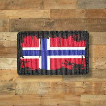 Шеврон Флаг Норвегии, Винтаж, 8х5, на липучке (велкро), патч печатный