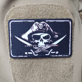 Шеврон Пиратский Флаг, 8х5, на липучке( велкро), патч печатный