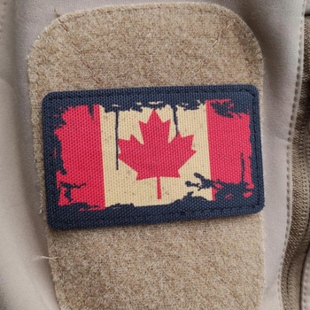 Шеврон Флаг Канады, Винтаж, 8х5, на липучке (велкро), патч печатный