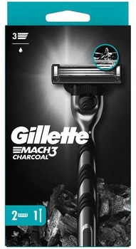 Чоловіча бритва Gillette Mach3 Charcoal з 2 змінними картриджами (8700216074308)