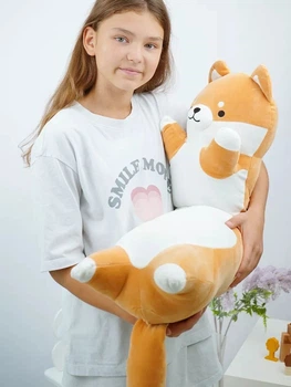 М'яка іграшка подушка Обіймашка My Kigu Собака Коргі Батон Антистрес Коричнева 70 см (9042)