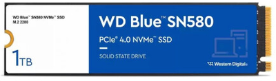 SSD диск Western Digital Blue SN580 NVMe 1TB M.2 2280 PCIe 4.0 x4 3D NAND (TLC) (WDS100T3B0E)