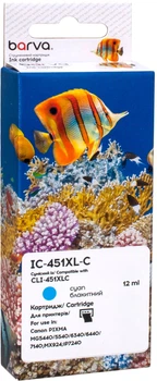 Картридж Barva совместимый с Canon CLI-451C XL (6473B001) 12 мл Cyan (IC-451XL-C)