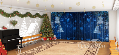 Новорічні Фото Штори в дитячий сад PHOTODECOR "Новорічні дзвіночки"