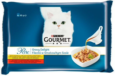 Вологий корм для котів Purina Gravy Delight Філе з яловичини та курки 4 x 85 г (7613036142847)