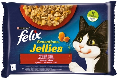 Mokra karma dla kotów Purina Felix Sensations wolowina i kurczak w galaretce 4 x 85 g (7613039757604)