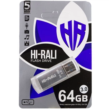 Флеш накопитель USB 3.0 Hi-Rali Rocket 64 GB Серебряная серия
