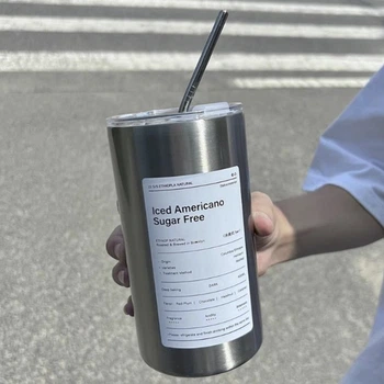 Чашка термо Iced Americano с соломинкой 600 мл из нержавеющей стали Стальной (1013-104-00)