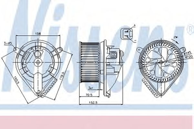 Вентилятор обогревателя MERCEDES V-CLASS IW 638 (96-) (выр-во Nissens) Nissens (87156)