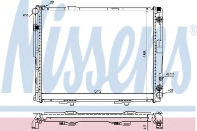 Радіатор охолодження MERCEDES E-CLASS W 124 (84-) E 300 D (вир-во Nissens) Nissens (62762A)