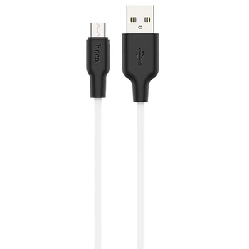 Прочный Дата кабель Hoco X21 Plus Silicone MicroUSB Cable 1m /White-Black