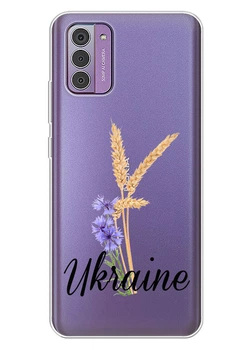 Nokia G310 прозрачный силиконовый чехол iSwag с украинским дизайном - Украинские васильки и пшеница (ISNG31085)