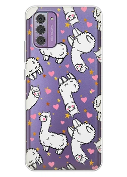 Прозрачный силиконовый чехол iSwag для Nokia G310 с рисунком - Ламы (ISNG31048)