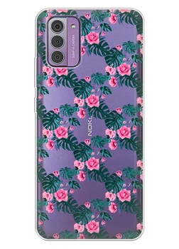 Прозрачный силиконовый чехол iSwag для Nokia G310 с рисунком - Цветочная лиана (ISNG31044)