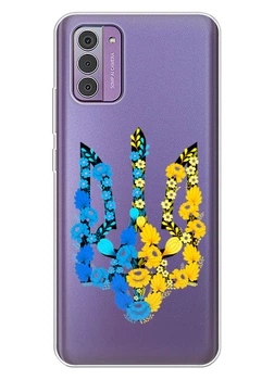 Nokia G310 прозрачный силиконовый чехол iSwag с украинским дизайном - Герб Украины в цветах (ISNG31083)