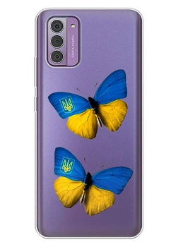 Nokia G310 прозрачный силиконовый чехол iSwag с украинским дизайном - Бабочки (ISNG31087)