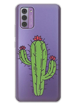 Прозрачный силиконовый чехол iSwag для Nokia G310 с рисунком - Тропический кактус (ISNG31021)