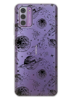 Прозрачный силиконовый чехол iSwag для Nokia G310 с рисунком - Космос (ISNG31013)