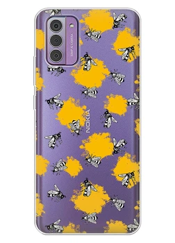 Прозрачный силиконовый чехол iSwag для Nokia G310 с рисунком - Пчелы (ISNG31027)