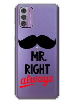 Прозрачный силиконовый чехол iSwag для Nokia G310 с рисунком - Mr Right (ISNG31072)
