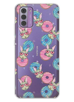 Прозрачный силиконовый чехол iSwag для Nokia G310 с рисунком - Зайчики (ISNG3105)