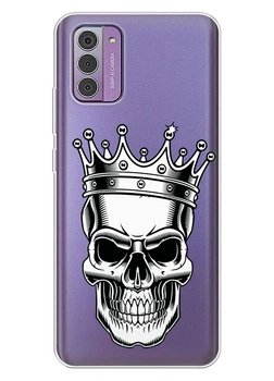 Прозрачный силиконовый чехол iSwag для Nokia G310 с рисунком - Царский череп (ISNG31067)