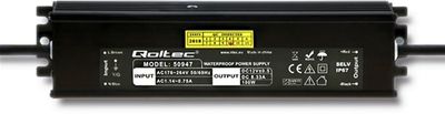 Імпульсний блок живлення Qoltec LED IP67, 100 Вт, 12 В, 8.3A, водонепроникний Чорний (50947) (5901878509471)