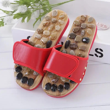 Тапочки массажные ортопедические с камнями Penghang massage shoes красные размер 44-45