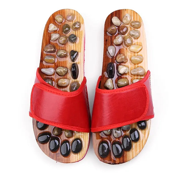 Тапочки массажные ортопедические с камнями Penghang massage shoes красные размер 42-43