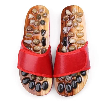 Тапочки массажные ортопедические с камнями Penghang massage shoes красные размер 36-37