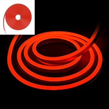 Светодиодная неоновая лента 12 вольт + блок от сети 220В 5м 11х5мм - гибкий LED NEON Красный (72495816)