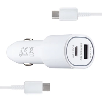 АЗУ Samsung Dual Port Car Charger USB + Type-C Port 45W White