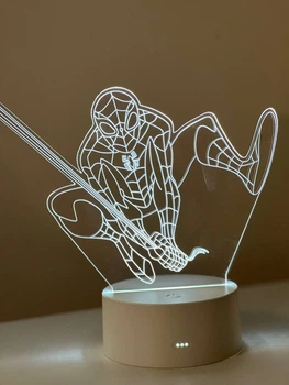 3D светильник ночник Marvel Человек Паук s1 17 см Белый