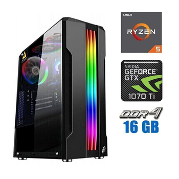 Игровой ПК Tower NEW / AMD Ryzen 5 3600 (6 (12) ядер по 3.6 - 4.2 GHz) NEW / 16 GB DDR4 NEW / 480 GB SSD NEW / nVidia GeForce GTX 1070 Ti, 8 GB GDDR5, 256-bit / 600W NEW б/у