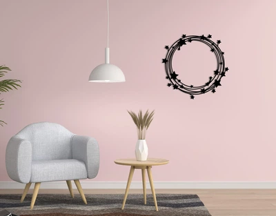 Декоративне панно на стіну з дерева Upwood Decor Вінок із зірочками Wreath with stars 51.5 х 50 см black