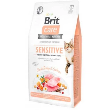 Сухий корм для вибагливих кішок Brit Care Cat GF Sensitive Digestion & Delicate Taste з індичкою і лососем 7 кг