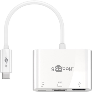 Adapter Goobay USB-C do HDMI/USB-C/USB-A 3.0 Multiport Biały (4040849621048)