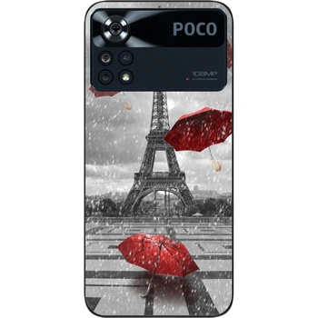 Бампер силиконовый чехол SMTT для Xiaomi Poco X4 Pro 5G с картинкой Париж