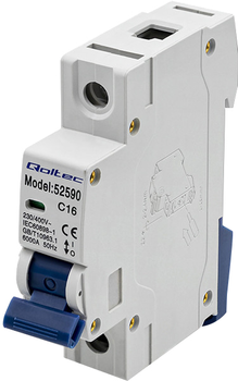 Автоматичний вимикач Qoltec C15 Запобіжник AC 15 A 1P (5901878525907)
