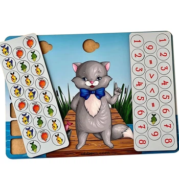 Настольная игра "Ученый котик" математика, больше-меньше Ubumblebees 23х32х2 см (det0012936)