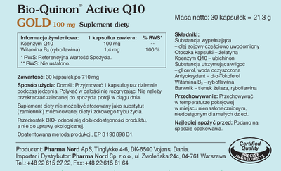 Suplement diety Pharma Nord Active Complex Q10 Gold 100mg 30 kapsułek (5709976181106)