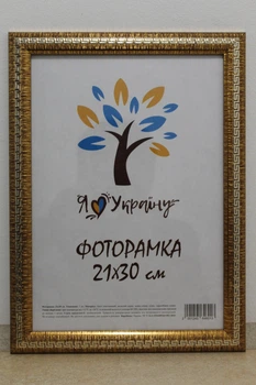 Фоторамка 21Х30, (А4), золото с серебряной змейкой, 2416-261S, СТЕКЛО+КАРТОН